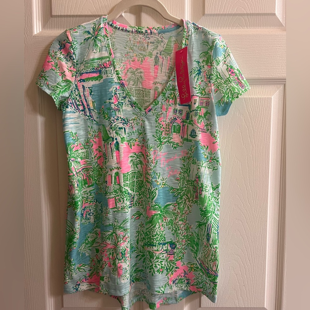 NWT Lilly Pulitzer Etta T-Shirt Lilly Loves Palm Beach
